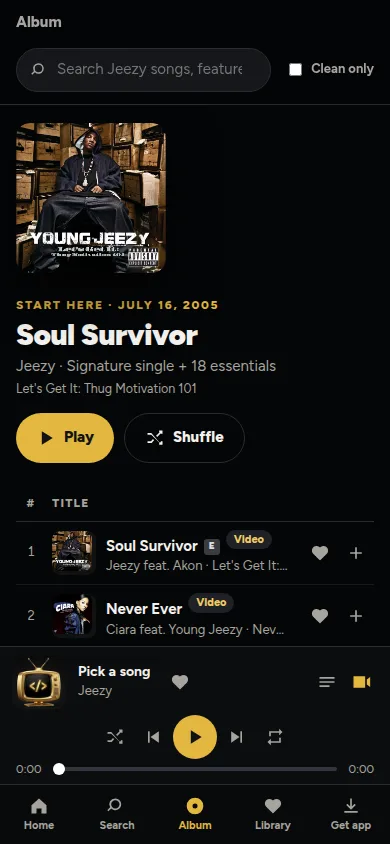 Jeezy featured songs screen
